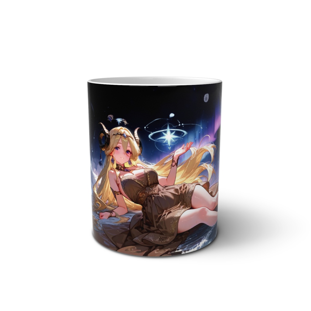 <マグカップ>山羊座の女神：宇宙の海辺で一番星を手に