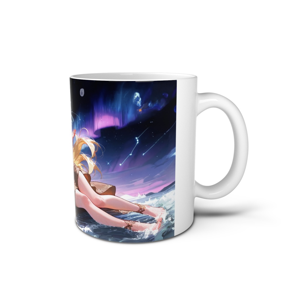 <マグカップ>山羊座の女神:宇宙の海辺で一番星を手に