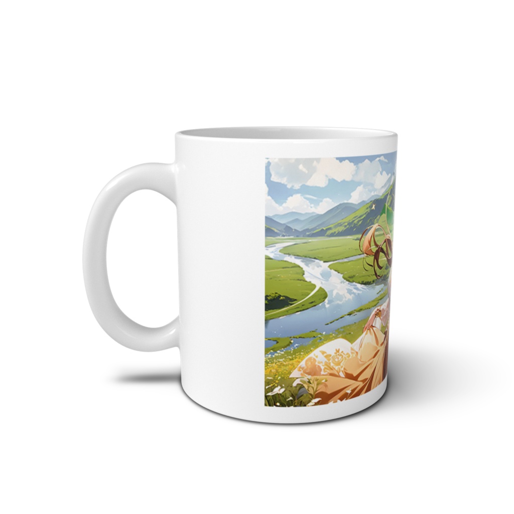 <マグカップ>牡牛座の女神:川のせせらぎを遠くに花に囲まれて