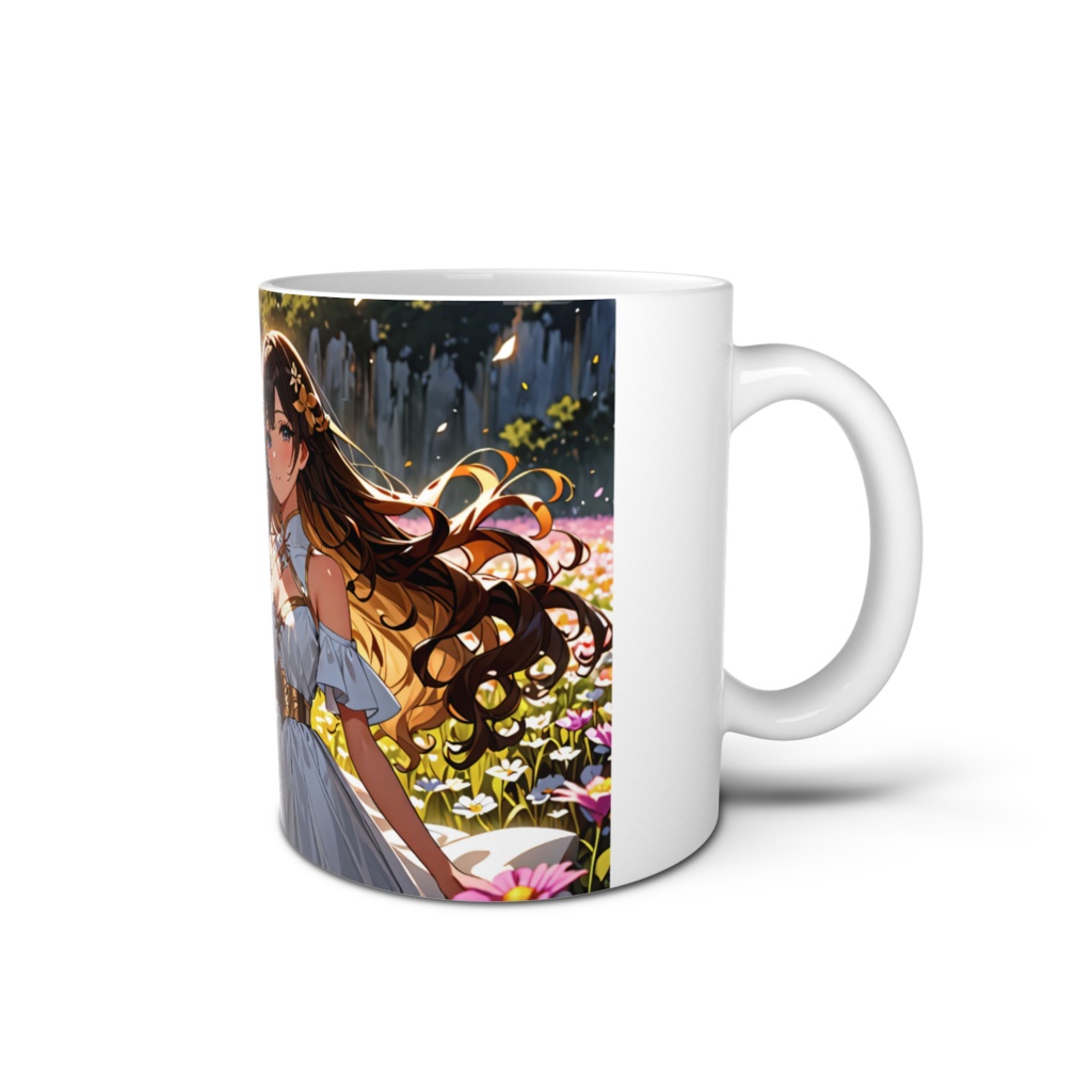 <マグカップ>双子座の女神:夕暮れ迫る山間の花畑にて