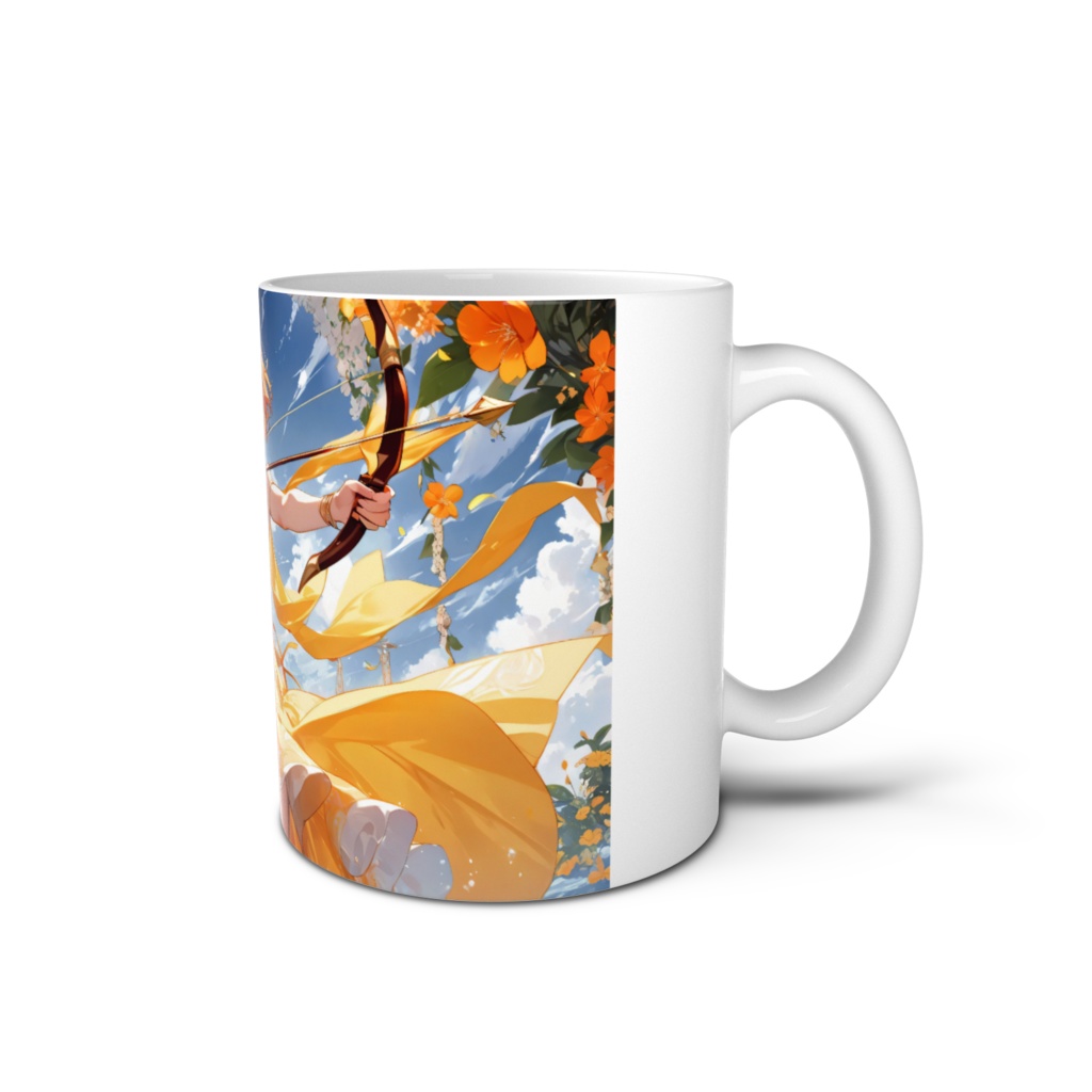 <マグカップ>射手座の女神:恋心は鮮やかな花の色