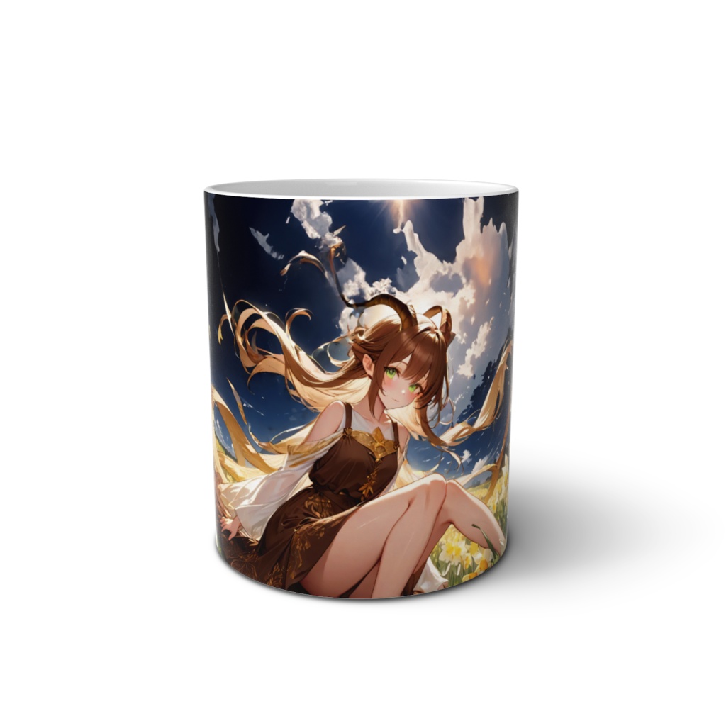 <マグカップ>山羊座の女神：朝日がのぼる水仙の丘