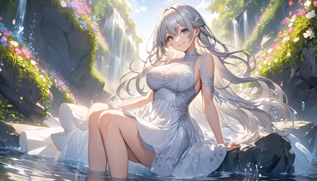 <イラスト>水瓶座の女神：渓谷の河音が響く春