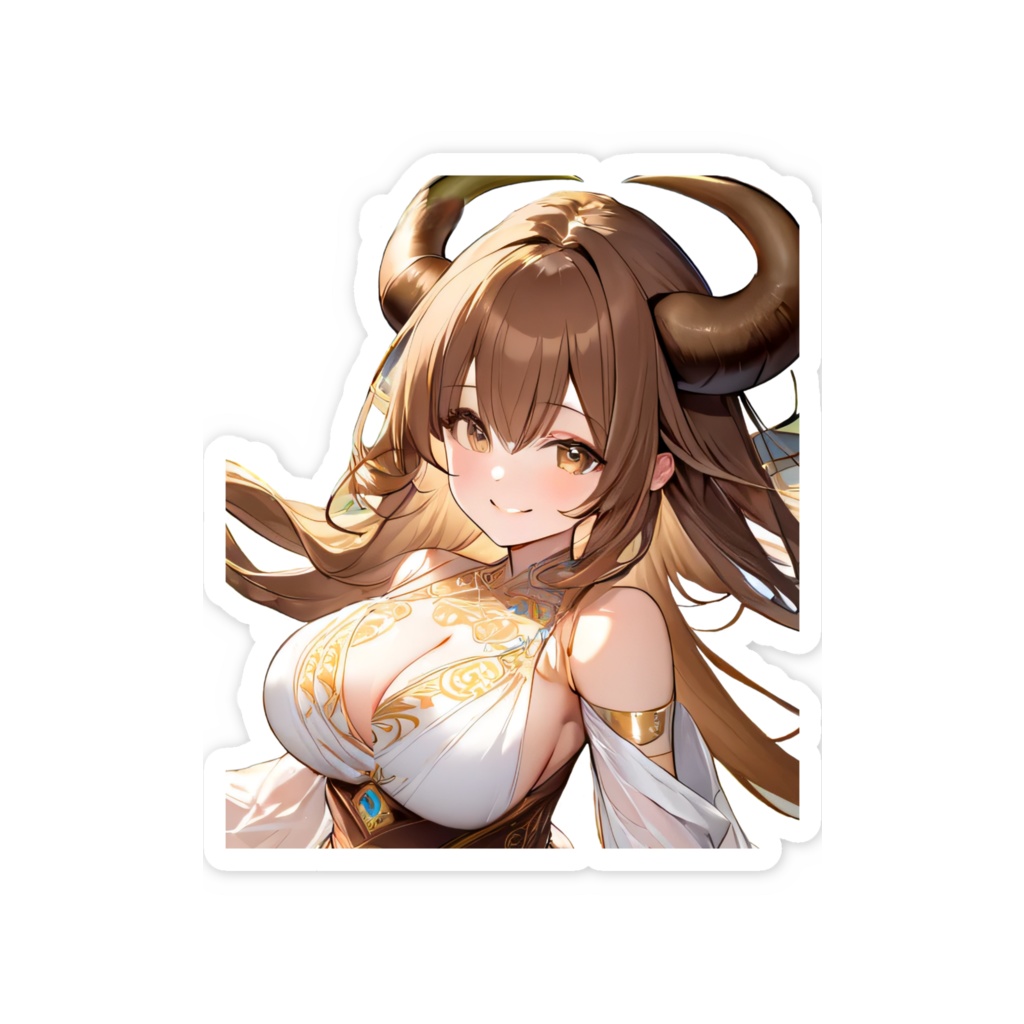 <スマホステッカー>牡牛座の女神:川のせせらぎを遠くに花に囲まれて