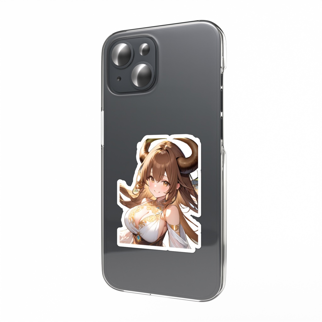 <スマホステッカー>牡牛座の女神：川のせせらぎを遠くに花に囲まれて