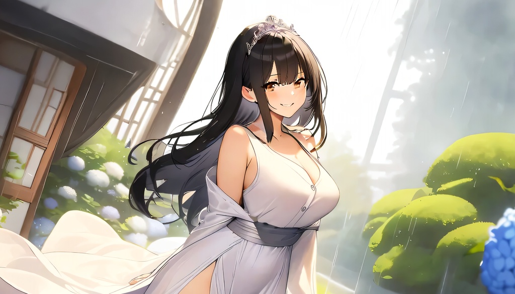 <イラスト>乙女座の女神：紫陽花の咲く庭で君は
