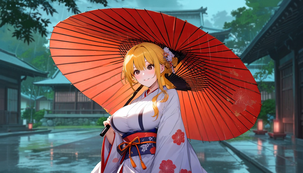 <イラスト>天秤座の女神：小雨降る京都にて