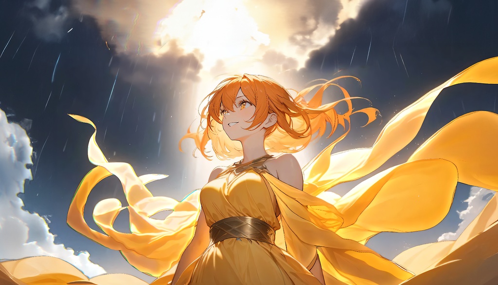<イラスト>射手座の女神：雨あがりの日差しに触れたらなら