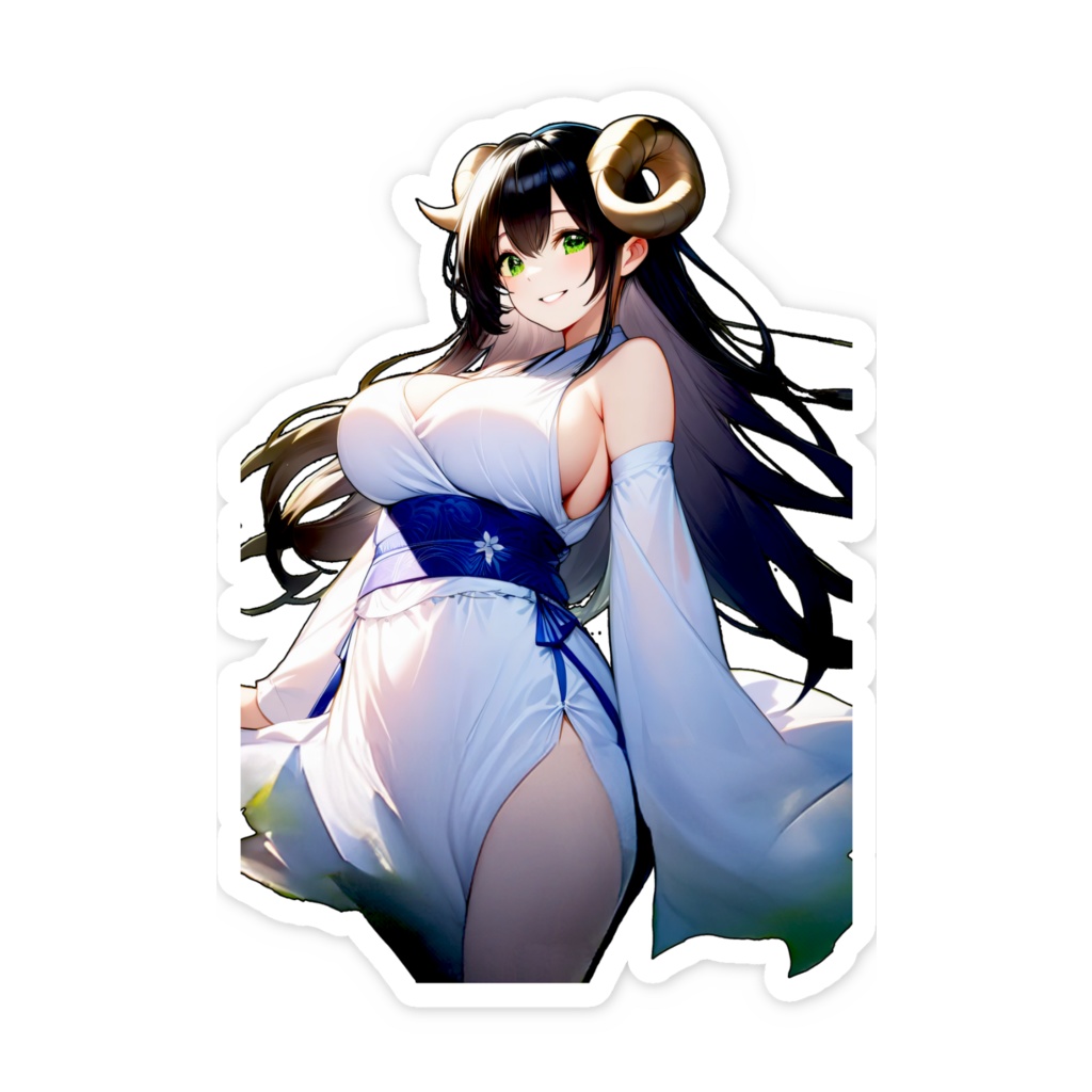 <スマホステッカー>牡羊座の女神:新緑深まる森の中の輝き