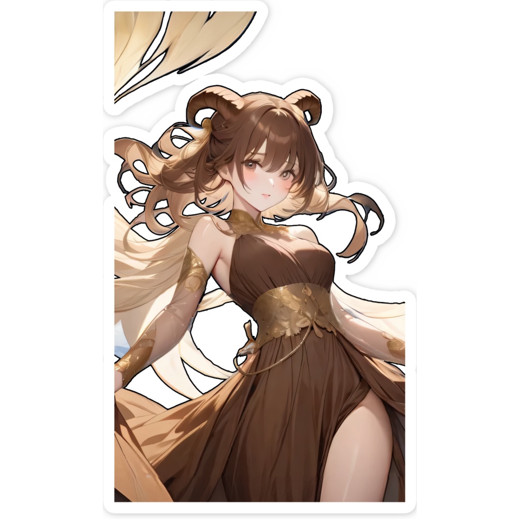 <スマホステッカー>山羊座の女神:小雨が残る朝もやに身を寄せて