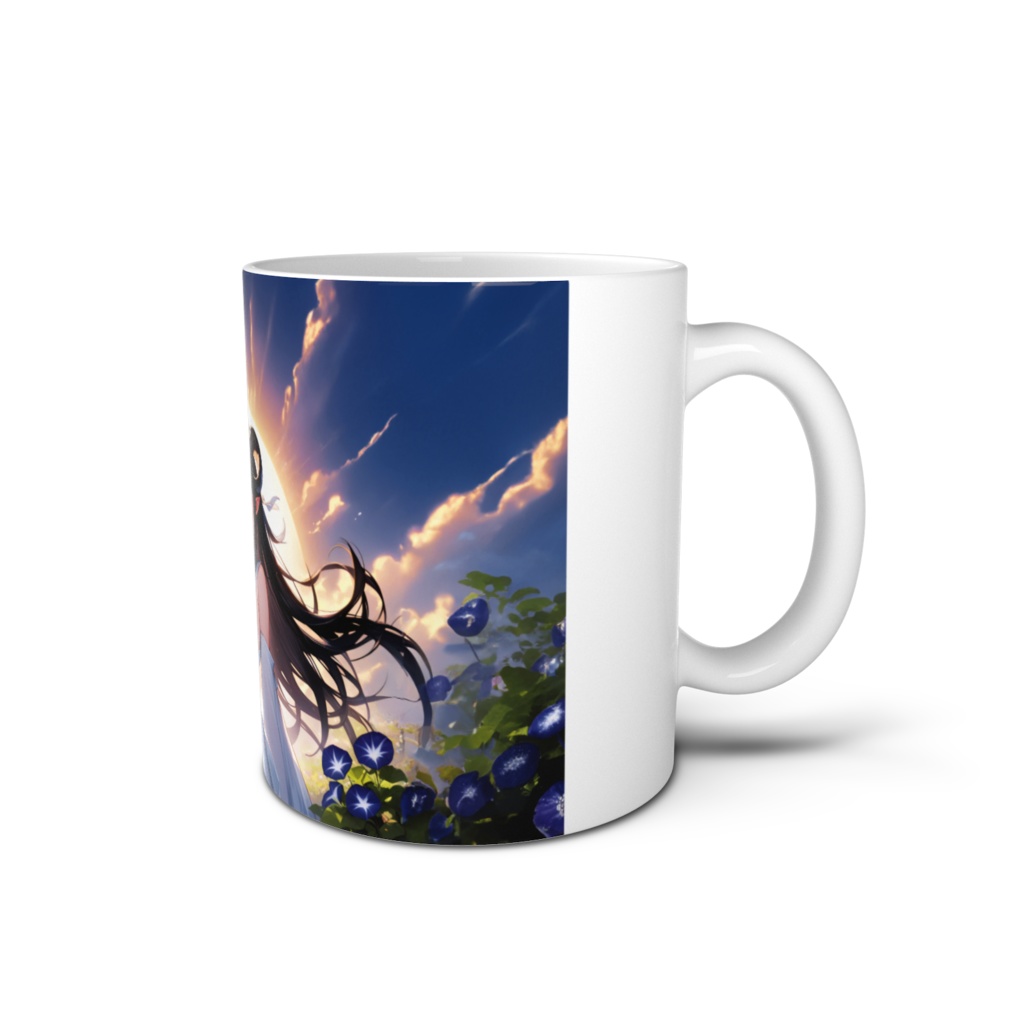 <マグカップ>牡羊座の女神:朝日に照らされたアサガオの花