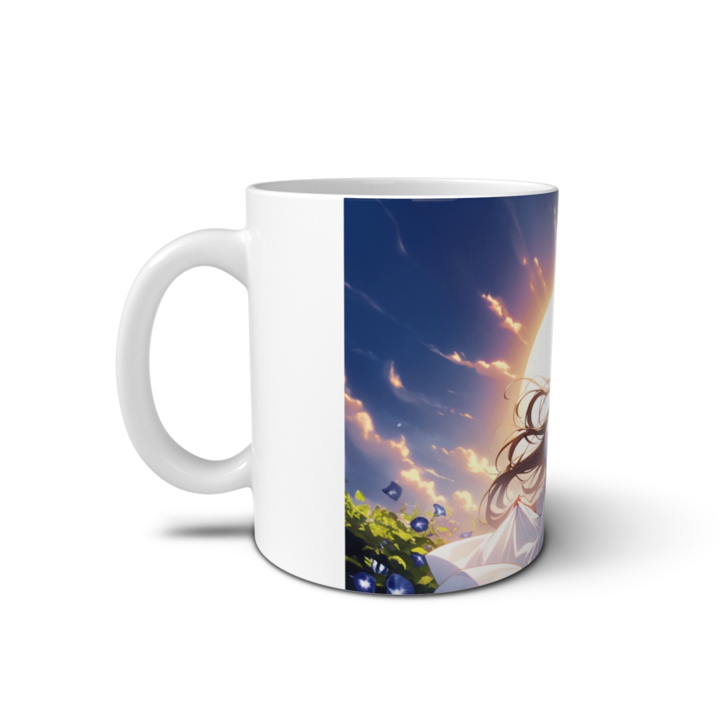 <マグカップ>牡羊座の女神:朝日に照らされたアサガオの花