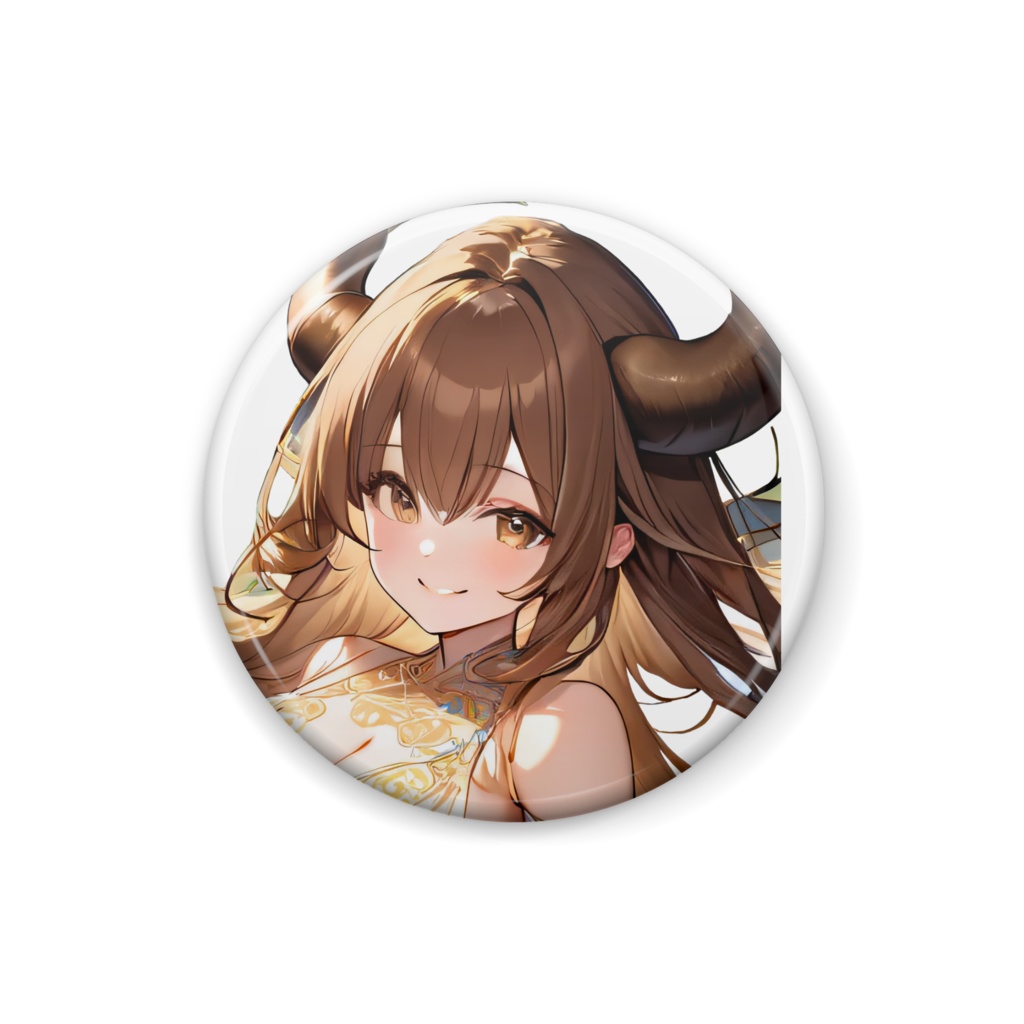 <缶バッジ>牡牛座の女神：川のせせらぎを遠くに花に囲まれて