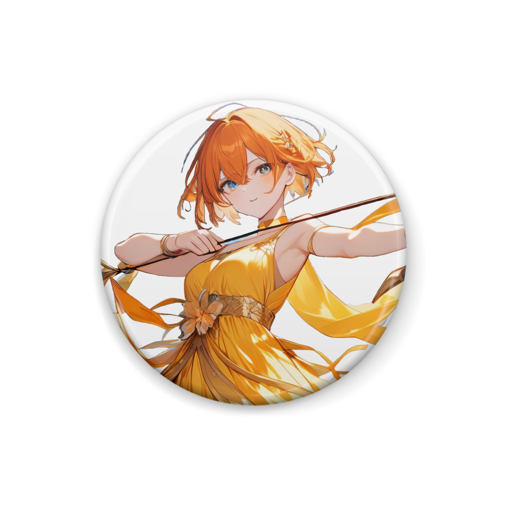 <缶バッジ>射手座の女神:恋心は鮮やかな花の色