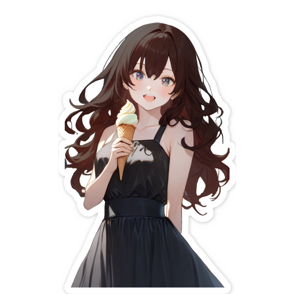 <スマホステッカー>双子座の女神(姉):アイスクリーム片手に海の街へ行こう