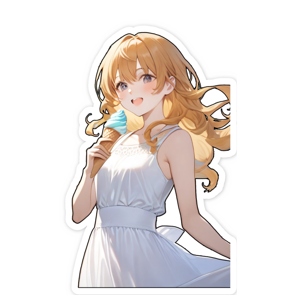 <スマホステッカー>双子座の女神(妹):アイスクリーム片手に海の街へ行こう