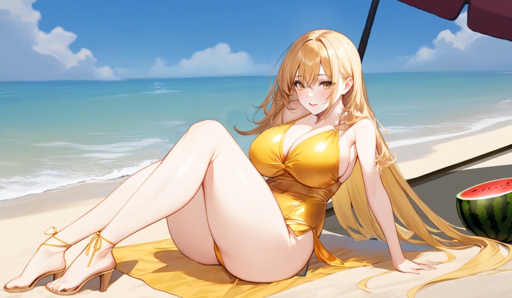 <イラスト>獅子座の女神：真夏の海辺は眩しくて