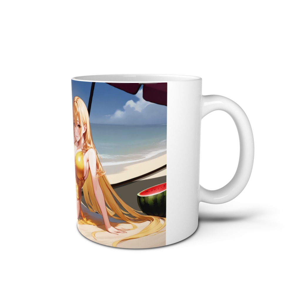<マグカップ>獅子座の女神:真夏の海辺は眩しくて