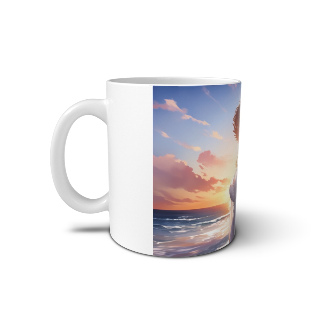 <マグカップ>天秤座の女神:夕暮れ染まる海辺の波の音に