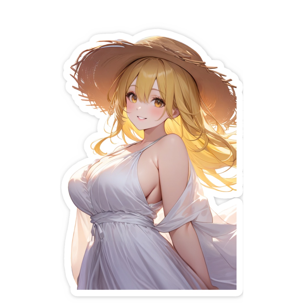 <スマホステッカー>天秤座の女神:夕暮れ染まる海辺の波の音に