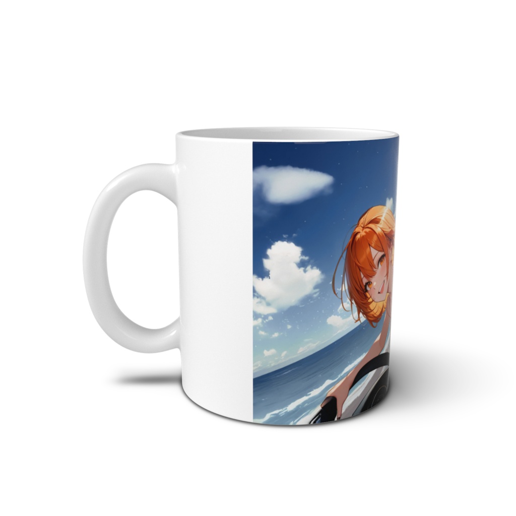 <マグカップ>射手座の女神:ドライブでご機嫌な夏の海へ