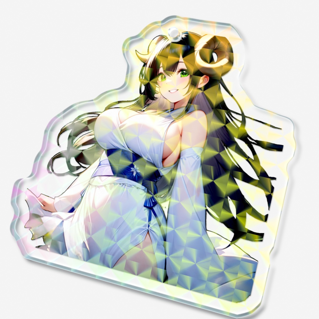 <アクリルキーホルダー>牡羊座の女神:新緑深まる森の中の輝き