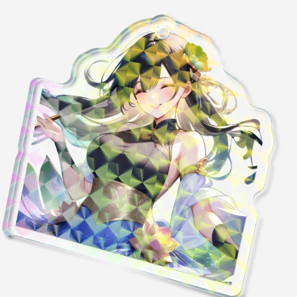 <アクリルキーホルダー>魚座の女神:蓮の上の世界で微笑みを