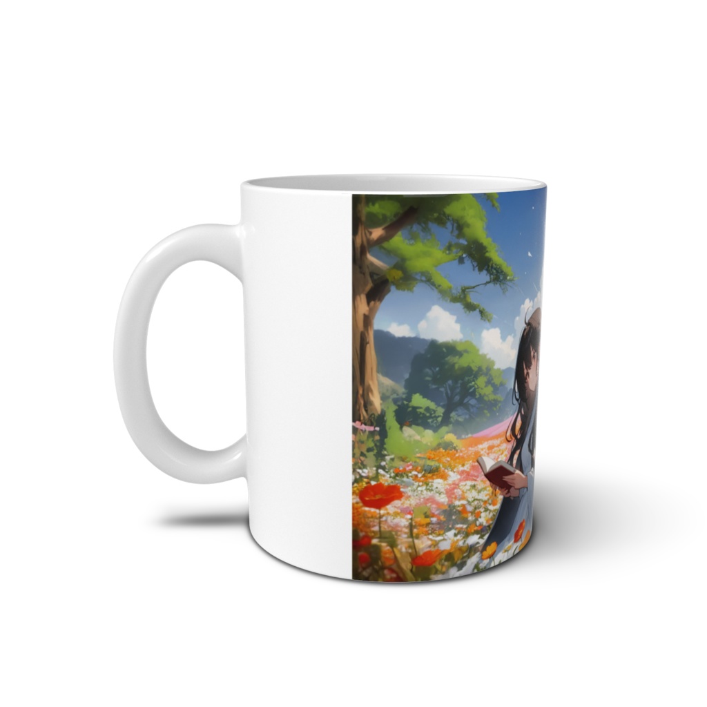 <マグカップ>双子座の女神:小春日和の中で読書の時間です