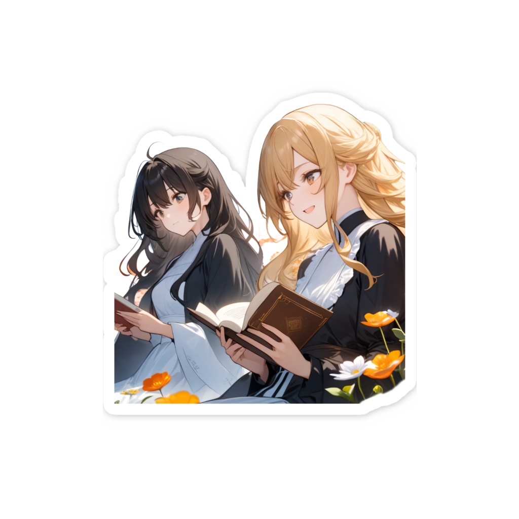 <スマホステッカー>双子座の女神:小春日和の中で読書の時間です