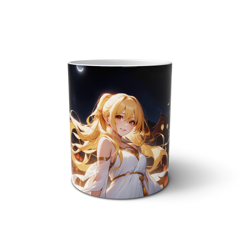 <マグカップ>天秤座の女神:秋祭りの終わりに見えた月