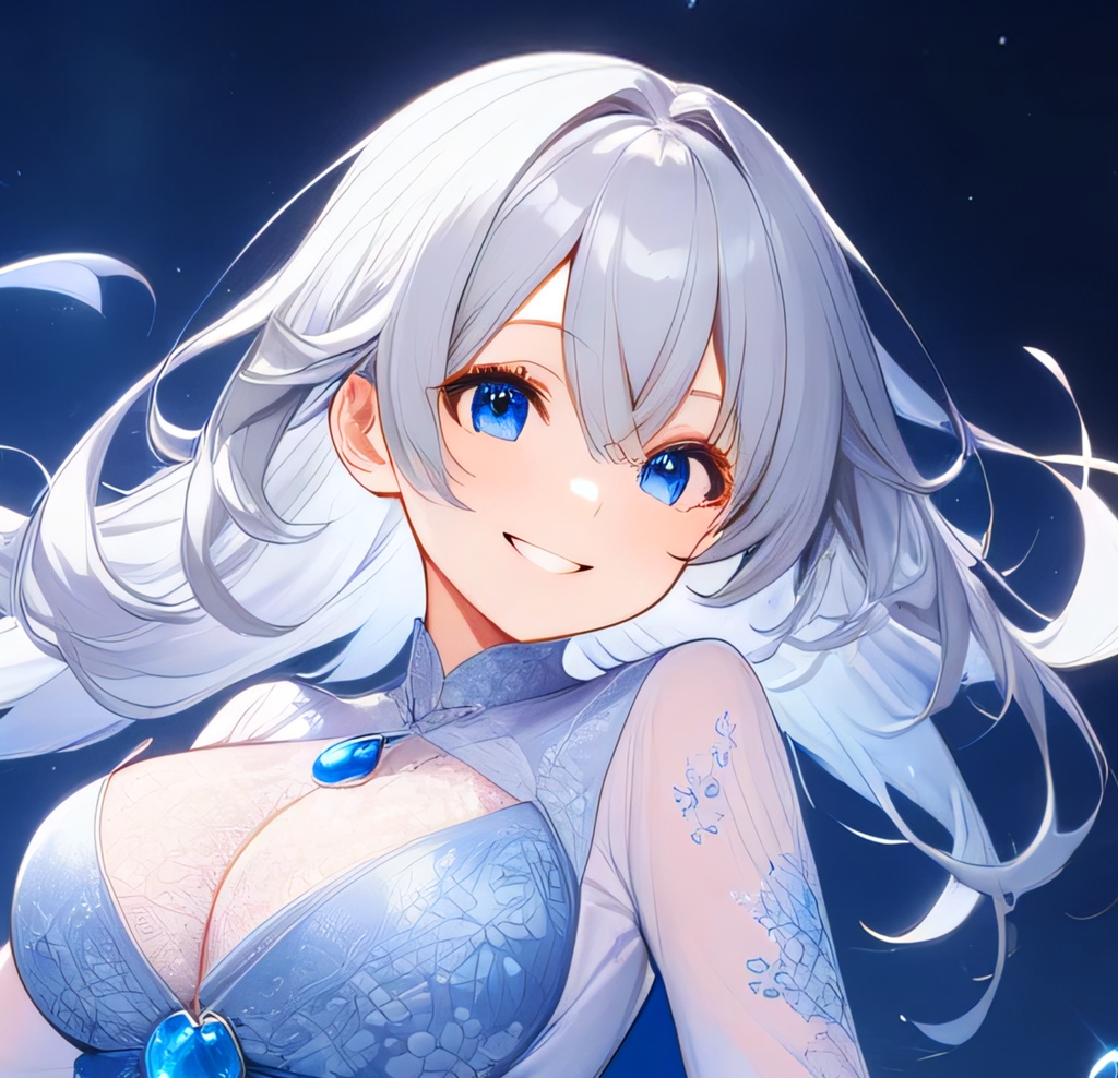 <イラスト>水瓶座の女神：十五夜の波間に君が輝く