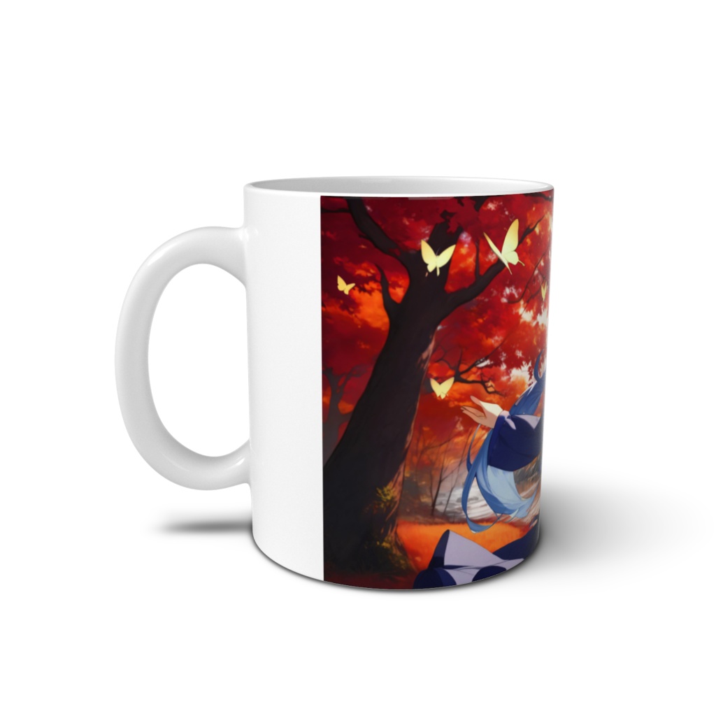 <マグカップ>魚座の女神:秋に舞う蝶がほほえむ夕暮れ