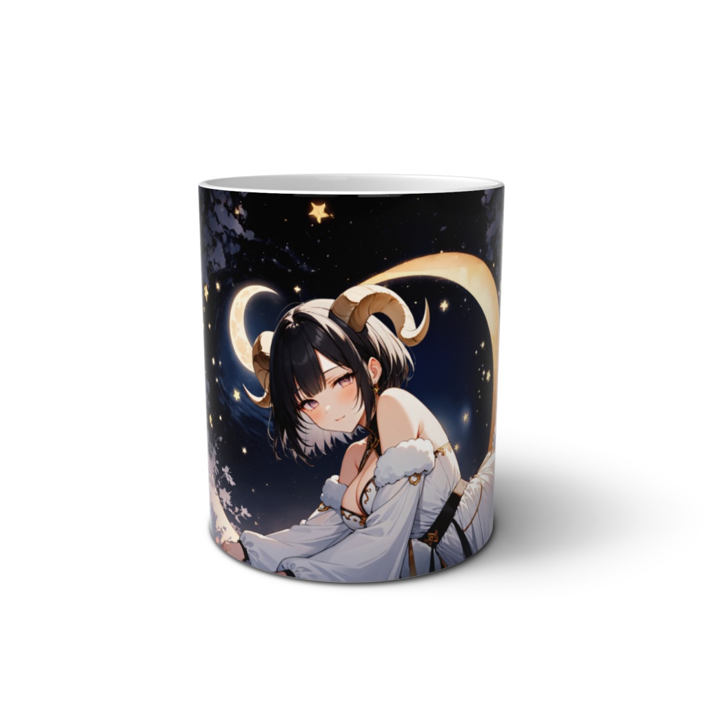 <マグカップ>牡羊座の女神：冬が始まる夜月の雪
