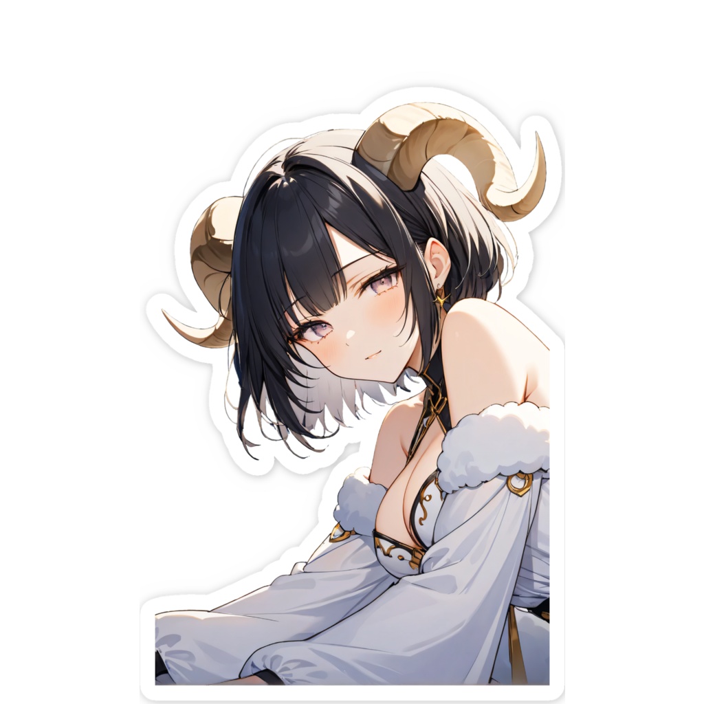 <スマホステッカー>牡羊座の女神:冬が始まる夜月の雪