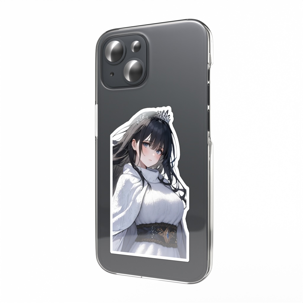 <スマホステッカー>乙女座の女神：冬の針葉樹林に雪は舞い降りる