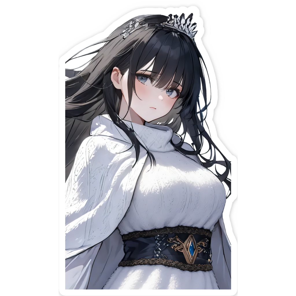 <スマホステッカー>乙女座の女神:冬の針葉樹林に雪は舞い降りる