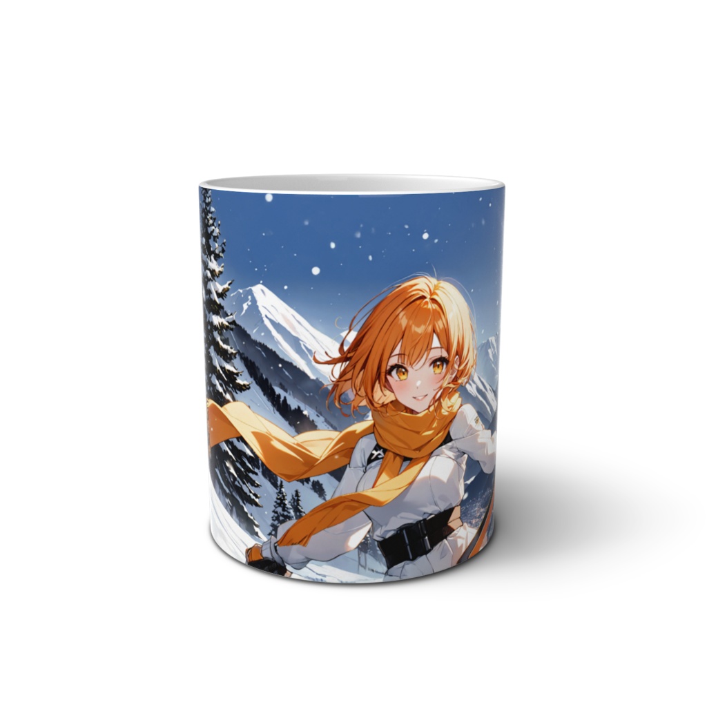 <マグカップ>射手座の女神:雪のゲレンデは寒くもポップに明るく