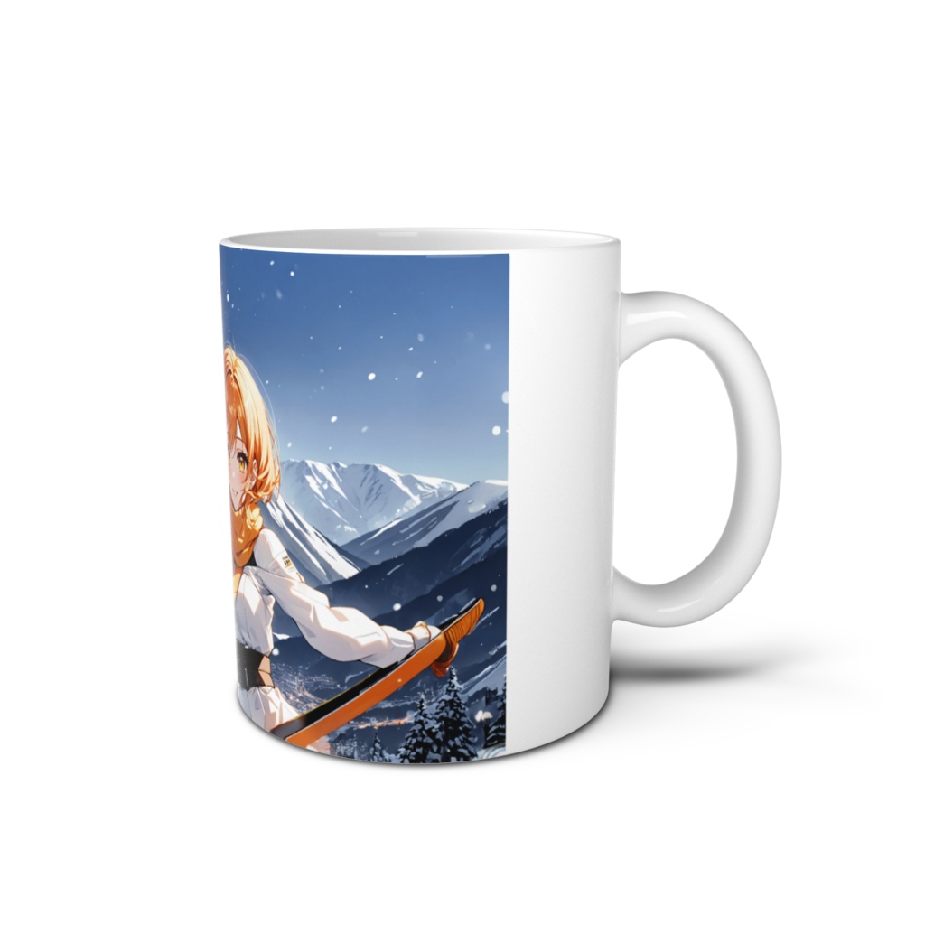 <マグカップ>射手座の女神:雪のゲレンデは寒くもポップに明るく