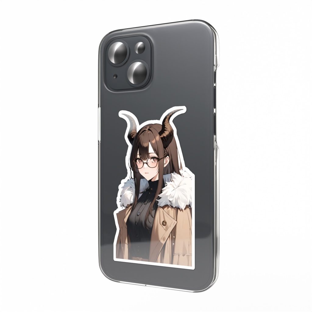 <スマホステッカー>山羊座の女神：冬の夜空と湖上に積もる思い