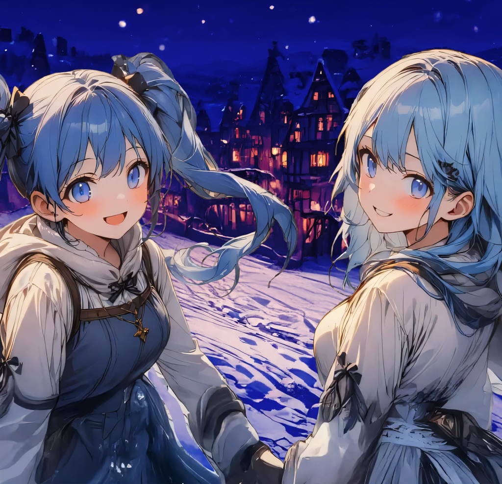 <イラスト>魚座の女神：寒い雪の中でもふたりはいつでも一緒だから