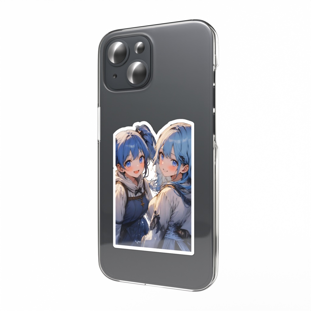 <スマホステッカー>魚座の女神：寒い雪の中でもふたりはいつでも一緒だから