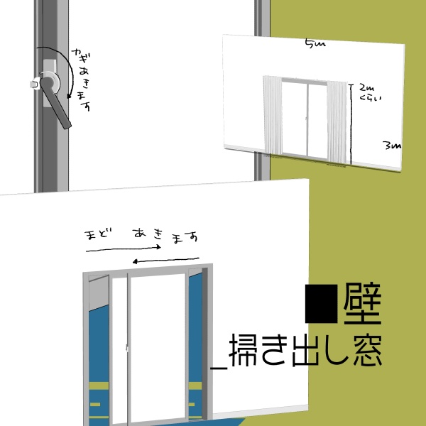 【クリスタ用】壁・床・天井5種セット【3D素材】