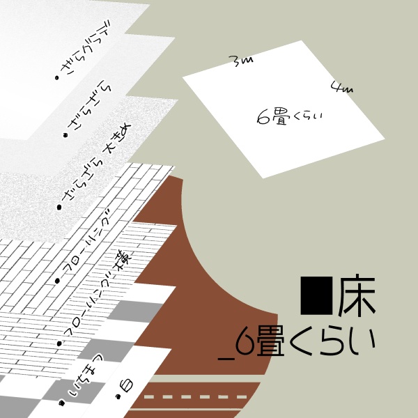 【クリスタ用】壁・床・天井5種セット【3D素材】