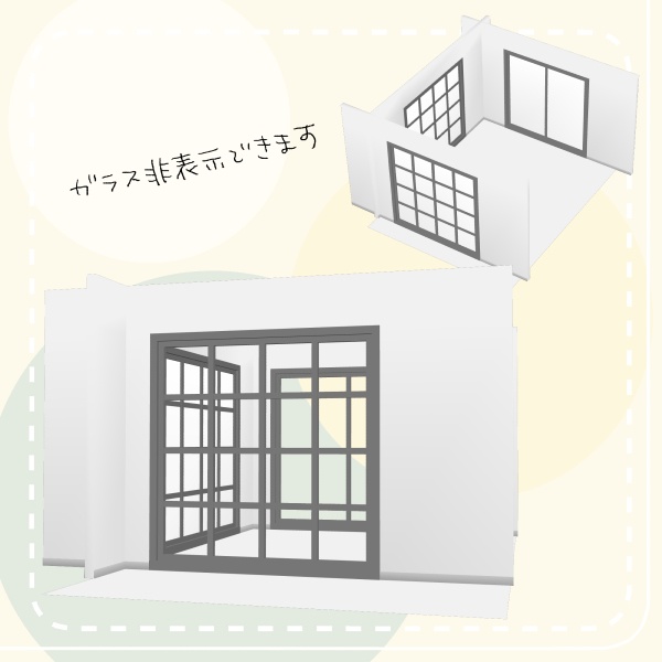 【クリスタ用】大きなガラス窓2種【3D素材】