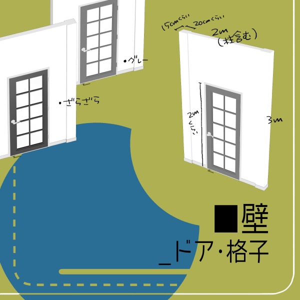 【クリスタ用】ドア4種【3D素材】