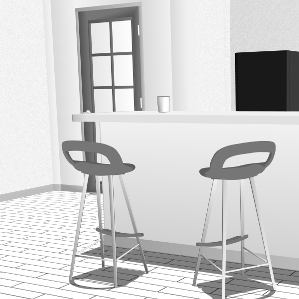 【クリスタ用】カウンターテーブル_ハイスツール【3D素材】