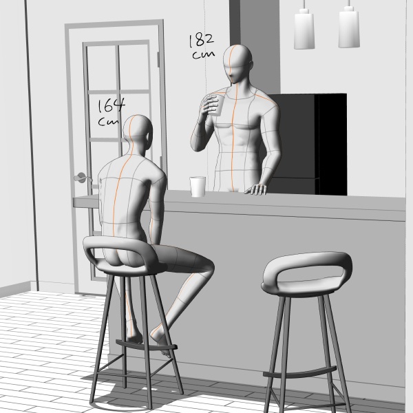 【クリスタ用】カウンターテーブル_ハイスツール【3D素材】