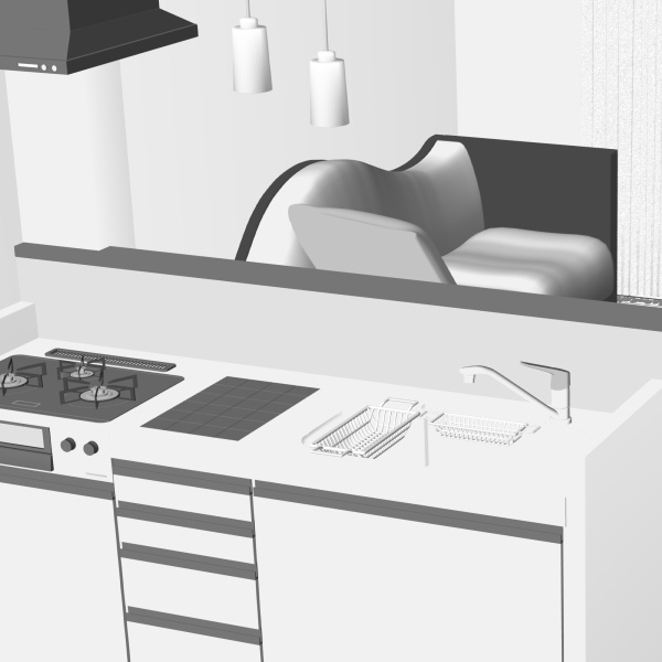 【クリスタ用】キッチン【3D素材】