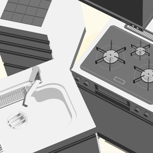 【クリスタ用】キッチン【3D素材】