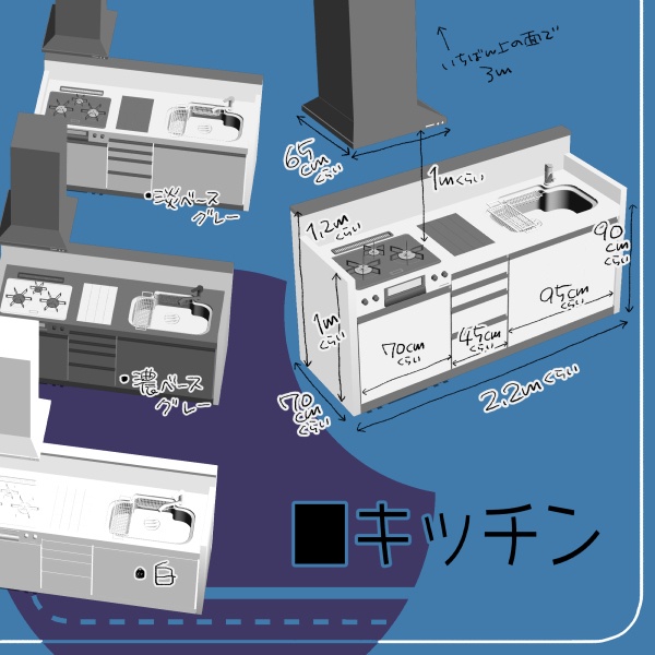 【クリスタ用】キッチン【3D素材】